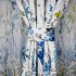 Set 2 Draperii Satinate imprimate, flori albastre, 140cm latime x 260cm inaltime, cu tiv lat pat bara [9]