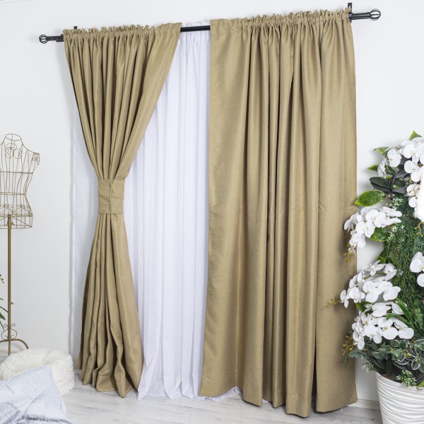 Draperie HoReCa TEXTURATA tip Bob de Orez, 140cm latime x 260cm înălțime, cu TIV LAT, Bej [1]
