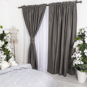 Set 2 draperii tip Bob de Orez , 250x230cm, cu tiv lat, Gri inchis Set 2 draperii tip Bob de Orez , 250x230cm, cu tiv lat, Gri inchis