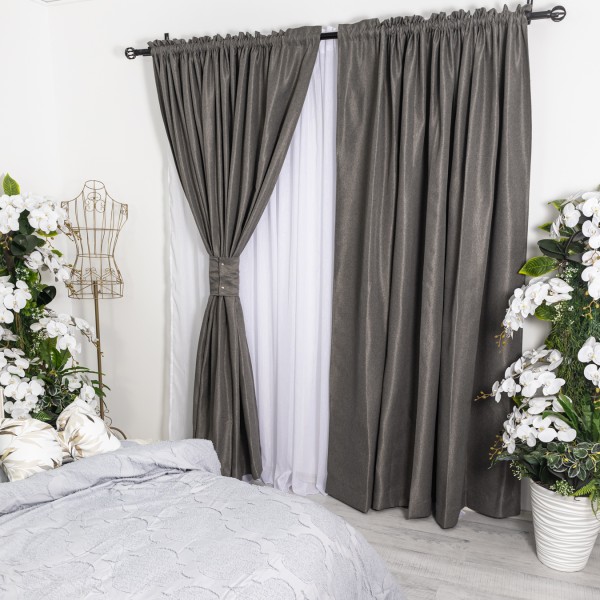 Draperie HoReCa TEXTURATA tip Bob de Orez, 140cm latime x 260cm înălțime, cu TIV LAT, Gri inchis [1]