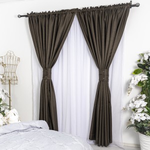 Set 2 draperii tip Bob de Orez , 250x230cm, cu tiv lat, Maro Set 2 draperii tip Bob de Orez , 250x230cm, cu tiv lat, Maro