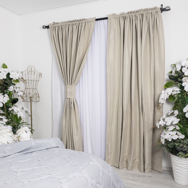 Set 2 draperii tip Bob de Orez , 250x230cm, cu tiv lat, Grej [1]