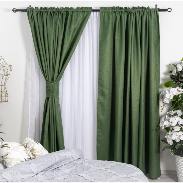 Draperie HoReCa TEXTURATA tip Bob de Orez, 140cm latime x 260cm înălțime, cu TIV LAT, Verde [1]