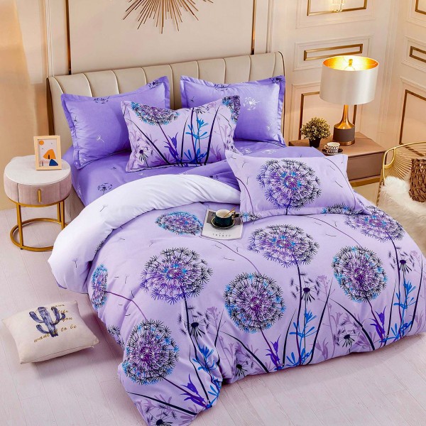 Lenjerie pat dublu,  FINET, 6 piese, Jojo Home, Lila, papadii [1]