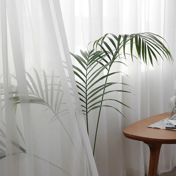 Perdea simpla din matase Jorjet, Alb, 500cm latime x 232cm inaltime, cu rejansa pt bara [1]
