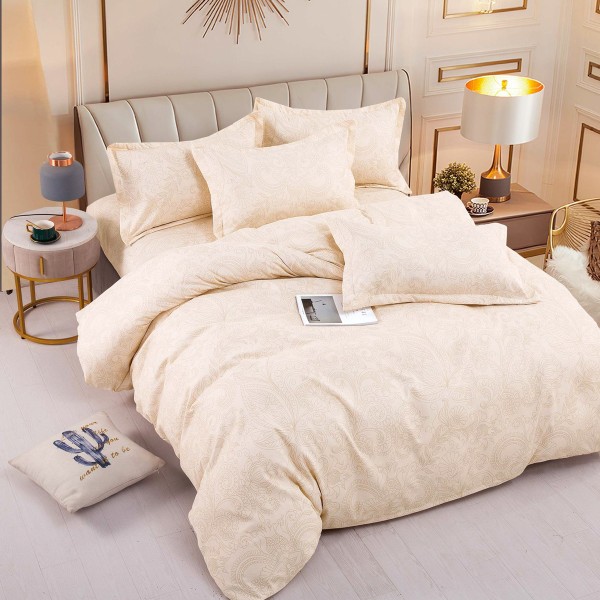 Lenjerie pat dublu,  FINET, 6 piese, Jojo Home, Crem, model floral [1]