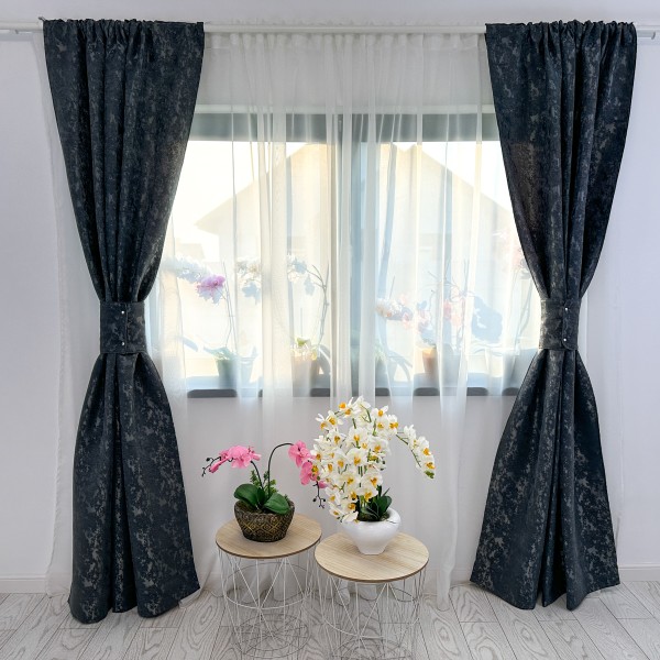 Draperie din Jacquard, Gri inchis, 3m latime x 2.7m inaltime, cu rejansa pentru sina [1]