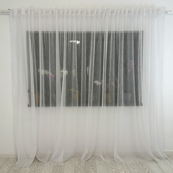Perdea simpla din in, 300X206cm, cu REJANSA PENTRU SINA(cu calareti) pe dimensiunile tale, Alb [1]