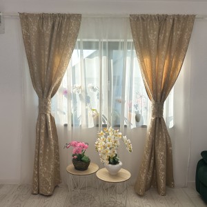 Draperie din Jacquard model Nisip, 140cm latime x 260cm înălțime, cu TIV LAT, Bej Gold