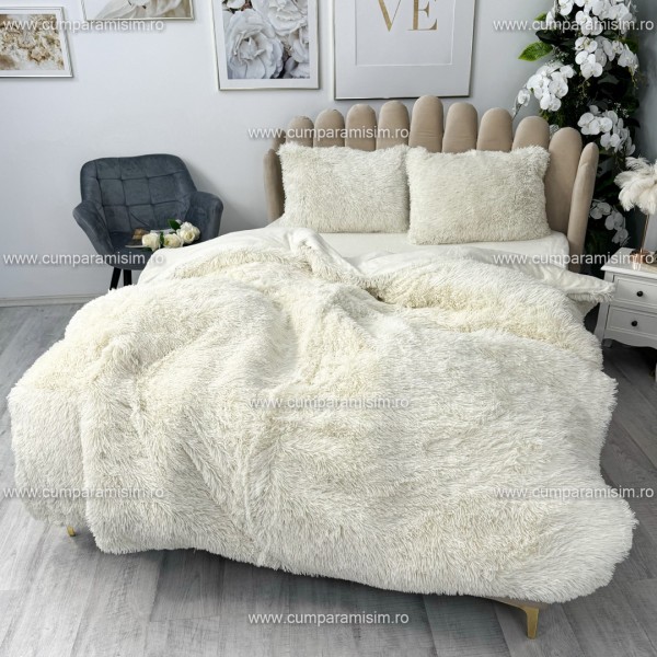Lenjerie pat super pufoasa, COCOLINO Fluffy,  4 piese, crem [1]