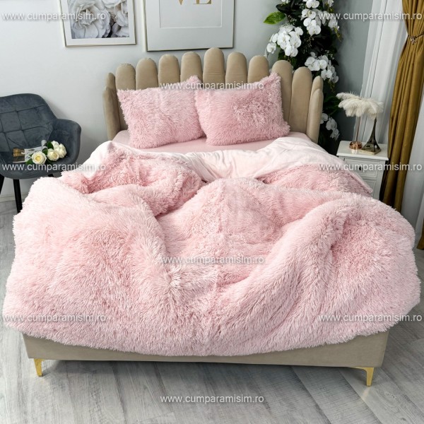 Lenjerie pat super pufoasa, COCOLINO Fluffy,  4 piese, roz [1]