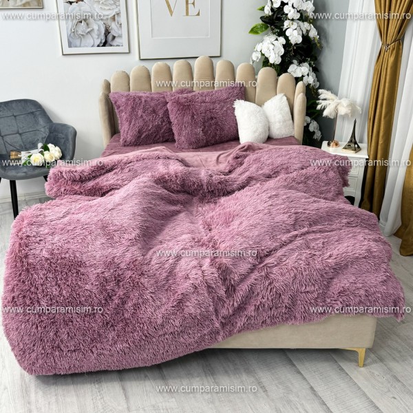 Lenjerie pat super pufoasa, COCOLINO Fluffy,  4 piese, violet [1]