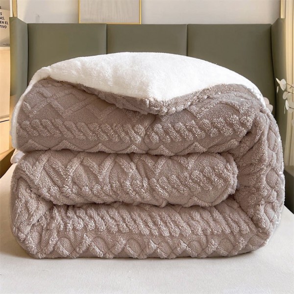 Pilota CoCoLiNo Sherpa tip Tricotaj cu blanita, matlasata, 200x230cm, bej inchis [1]