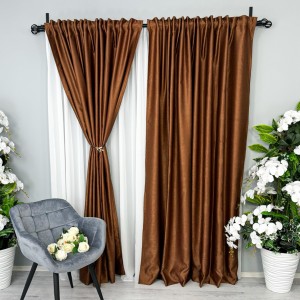 Draperie Soft Touch, cu Aspect Fin și Tenta Satinată, 140cm latime x 260cm înălțime, cu TIV LAT, Maro ruginiu Draperie Soft Touch, cu Aspect Fin și Tenta Satinată, 140cm latime x 260cm înălțime, cu TIV LAT, Maro ruginiu
