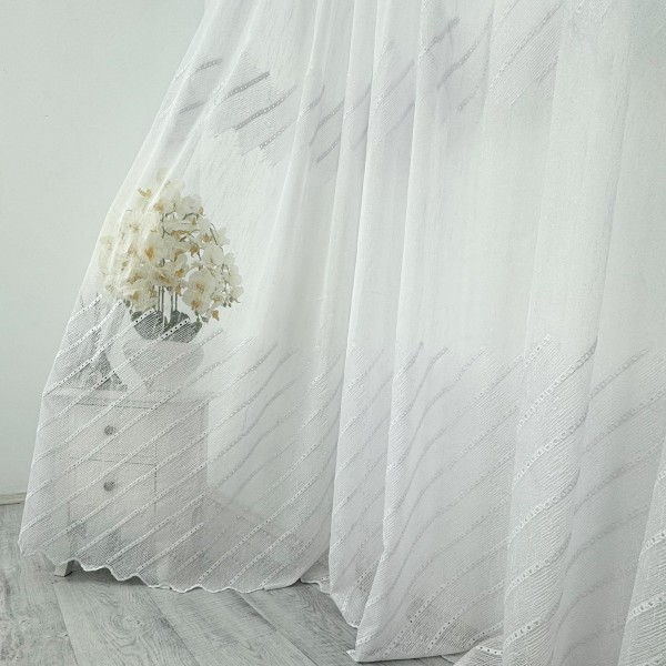 Perdea Mina din IN Brodat, Alb, 5m latime x 232cm inaltime, cu rejansa pentru bara [1]