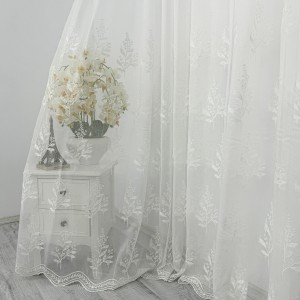 Perdea Nature din Tulle cu Broderie, Ivoire, 100cm latime x 260cm inaltime, cu rejansa pt bara