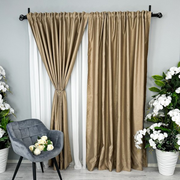 Draperie Soft Touch, cu Aspect Fin și Tenta Satinată, 140cm latime x 260cm înălțime, cu TIV LAT, Cappuccino [1]