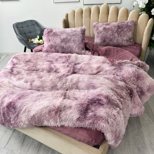Lenjerie pat super pufoasa, COCOLINO Fluffy,  4 piese, lila degrade [1]