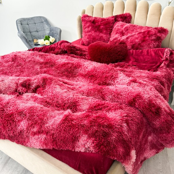 Lenjerie pat super pufoasa, COCOLINO Fluffy,  4 piese, grena degrade [1]