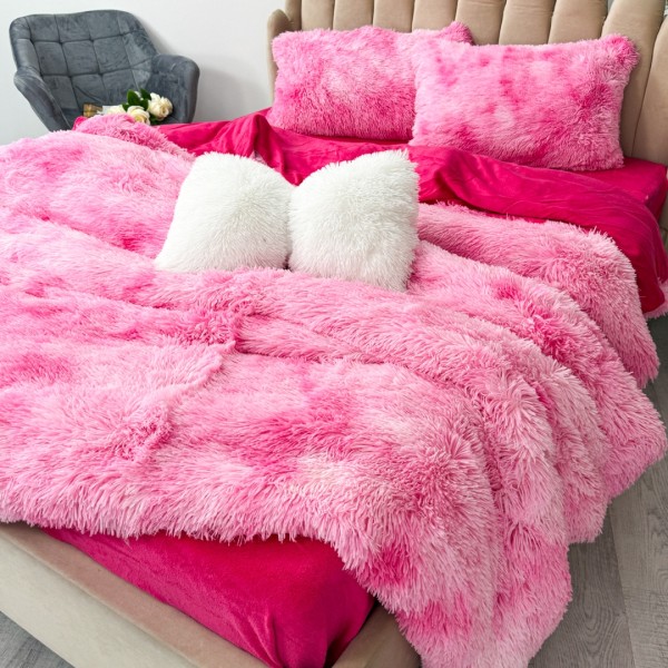 Lenjerie pat super pufoasa, COCOLINO Fluffy,  4 piese, roz degrade [1]