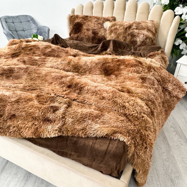 Lenjerie pat super pufoasa, COCOLINO Fluffy,  4 piese, maro degrade [1]