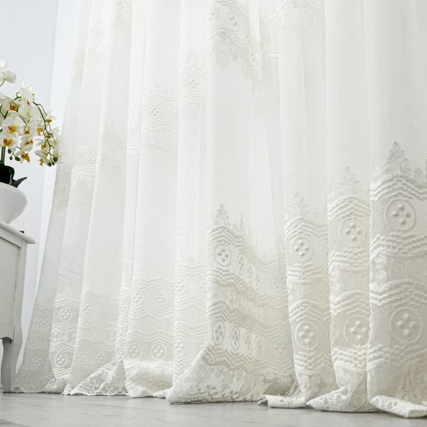 Perdea Embroidery din Tulle cu Broderie, Ivoire, 500cm x 232cm, Rejansa pt bara [1]