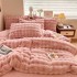 Lenjerie pat dublu, ExtraPufoasa, din Blanita artificiala de Iepure, 4 piese, Roz Pudra [2]