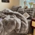 Lenjerie pat dublu, ExtraPufoasa, din Blanita artificiala de Iepure, 4 piese, Gri [5]