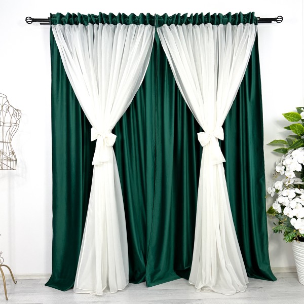 Set 2 Draperii 2 in 1 cu perdea Verde - Ivoire, 200cm x 232cm , Rejansa pentru BARA [1]
