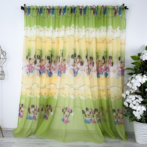 Perdea pentru copii din matase - 5m latime x 232cm inaltime x rejansa pentru bara, Mickey si Minnie [1]