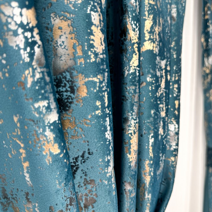 Draperie Catifea cu insertii aurii - LA COMANDA pe dimensiunile tale, Turquoise