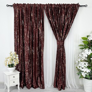 Set 2 Draperii Catifea CRETA cu insertii aurii - 200cm x 232cm ,Rejansa pt. bara ,  Visiniu - V10 Set 2 Draperii Catifea CRETA cu insertii aurii - 200cm x 232cm ,Rejansa pt. bara ,  Visiniu - V10