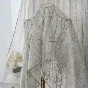 Perdea Celik din in si matase -500cm x 232cm , rejansa pt. bara , Alb cu Bej nisipiu