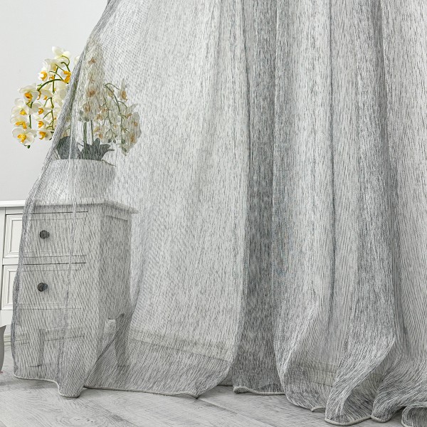 Perdea Celik din in si matase - 500cm x 232cm ,rejansa pt. bara ,  Gri cu Negru [1]