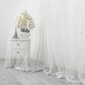 Perdea Fulgi de Nea din Tulle cu Broderie, Alb, 140cm latime x 260cm inaltime, cu rejansa pt bara Perdea Fulgi de Nea din Tulle cu Broderie, Alb, 140cm latime x 260cm inaltime, cu rejansa pt bara