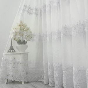 Set 2 bucati Perdea Embroidery din Tulle cu Broderie -100cm latime  x 180cm inaltime  , rejansa pt. sina , Alb