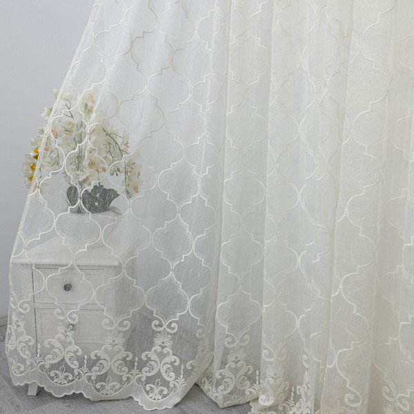 Perdea Elegance din IN Brodat, Ivoire, 500cm x 232cm , Rejansa pentru bara [1]