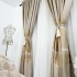 Set 2 Draperii Elite, Satinata, Texturata, Bej cu Auriu, 140cm latime x 260cm inaltime, cu tiv lat pt bara [12]