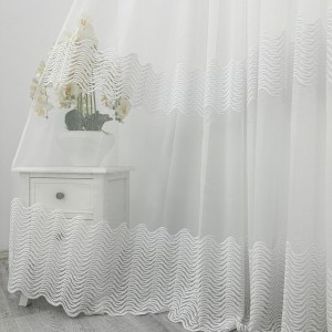 Perdea Waves din Tulle cu Broderie, Alb, 140cm latime x 260cm inaltime, cu rejansa pt bara Perdea Waves din Tulle cu Broderie, Alb, 140cm latime x 260cm inaltime, cu rejansa pt bara