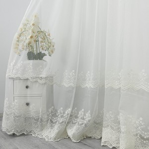 Perdea Melisa din Tulle cu Broderie, Ivoire, 140cm latime x 260cm inaltime, cu rejansa pt bara