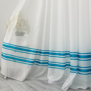 Perdea Lines din IN plin, Alb - Bleu, 3m latime x 2.7m inaltime, cu rejansa pentru sina