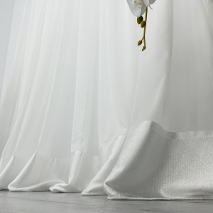 Perdea Dianne din Matase cu Banda Satinat, Ivoire, 140cm latime x 260cm inaltime, cu rejansa pt bara