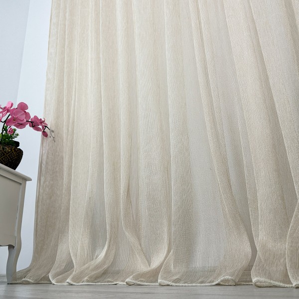 Perdea Celik din in si matase, Bej Gold, 500cm x 232cm , Rejansa pentru bara [1]