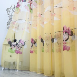 Perdea pentru copii din matase, Minnie si Mickey, 140cm latime x 200cm inaltime, cu rejansa pt bara