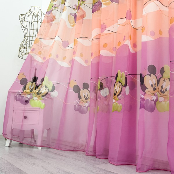 Perdea pentru copii din matase, Minnie si Mickey, 500cm  x 232cm , cu rejansa pentru BARA [1]