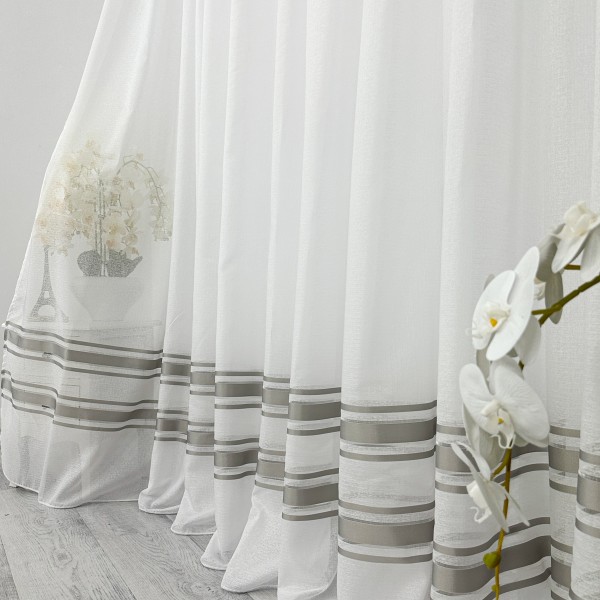 Perdea Lines din IN plin - 500cm x 232cm, Rejansa pt. bara,  Alb - Gri [1]