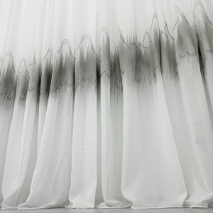 Perdea Harmony din Voal Brodat, Alb - Gri, 140cm latime x 260cm inaltime, cu rejansa pt bara