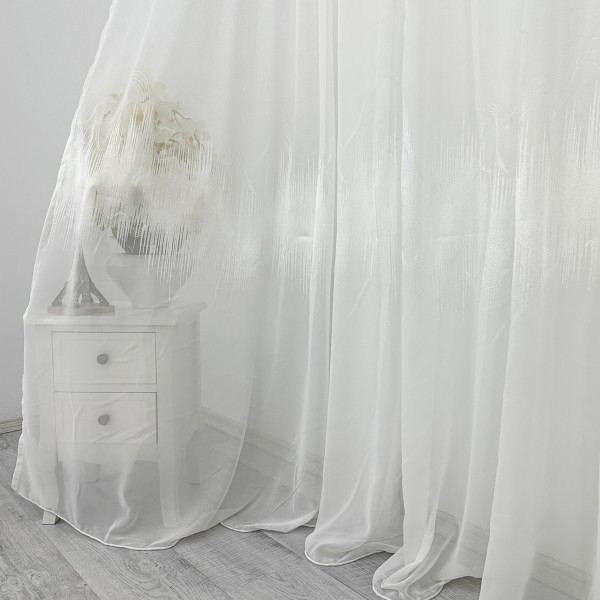 Perdea Harmony din Voal Brodat, Alb, 5m latime x 232cm inaltime x rejansa pt bara  [1]