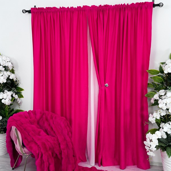 Set 2 draperii Soft Touch, Fuchsya, 1.75m latime x 232cm inaltime, cu rejansa pentru bara [1]