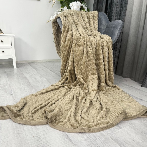 Patura pufoasa cocolino gofrata 200x230cm, 350gr, Bej [1]